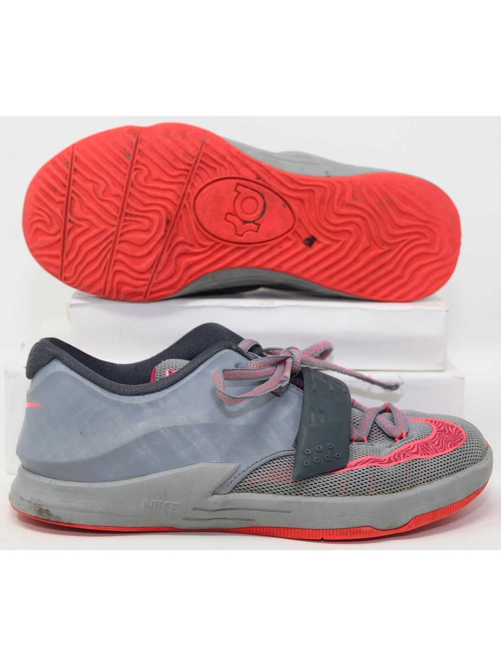 NIKE KD VII Gray & Pink Hyper Punch Shoes 669944-001 Sneakers SIZE 1.5Y Youth
